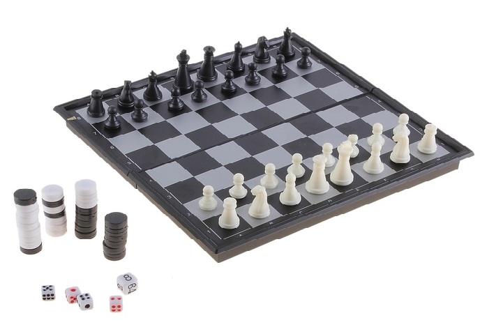 Игра 3 в 1 магнитная - Шахматы, шашки и нарды